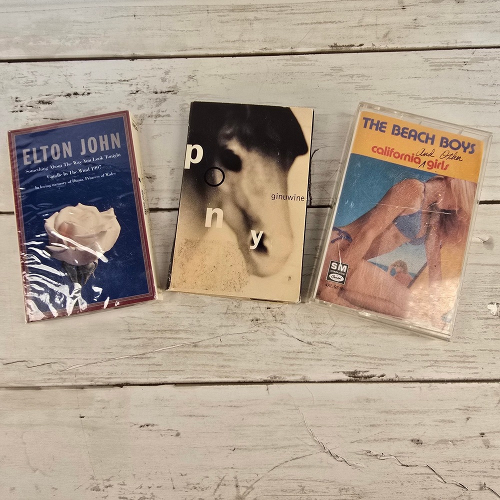Vintage Cassette Tape Lot Ginuwine Pony Elton John Candle in the Wind Beach Boys